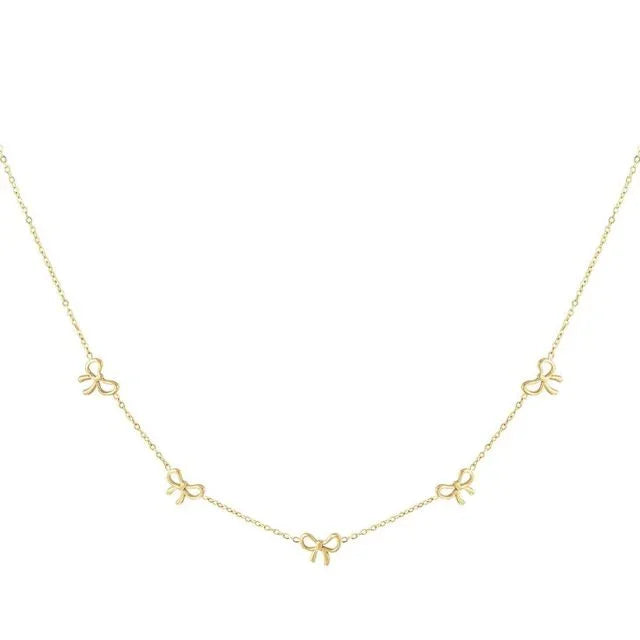 Goudkleurige ketting met kleine strikjes - Bella Mar Jewellery